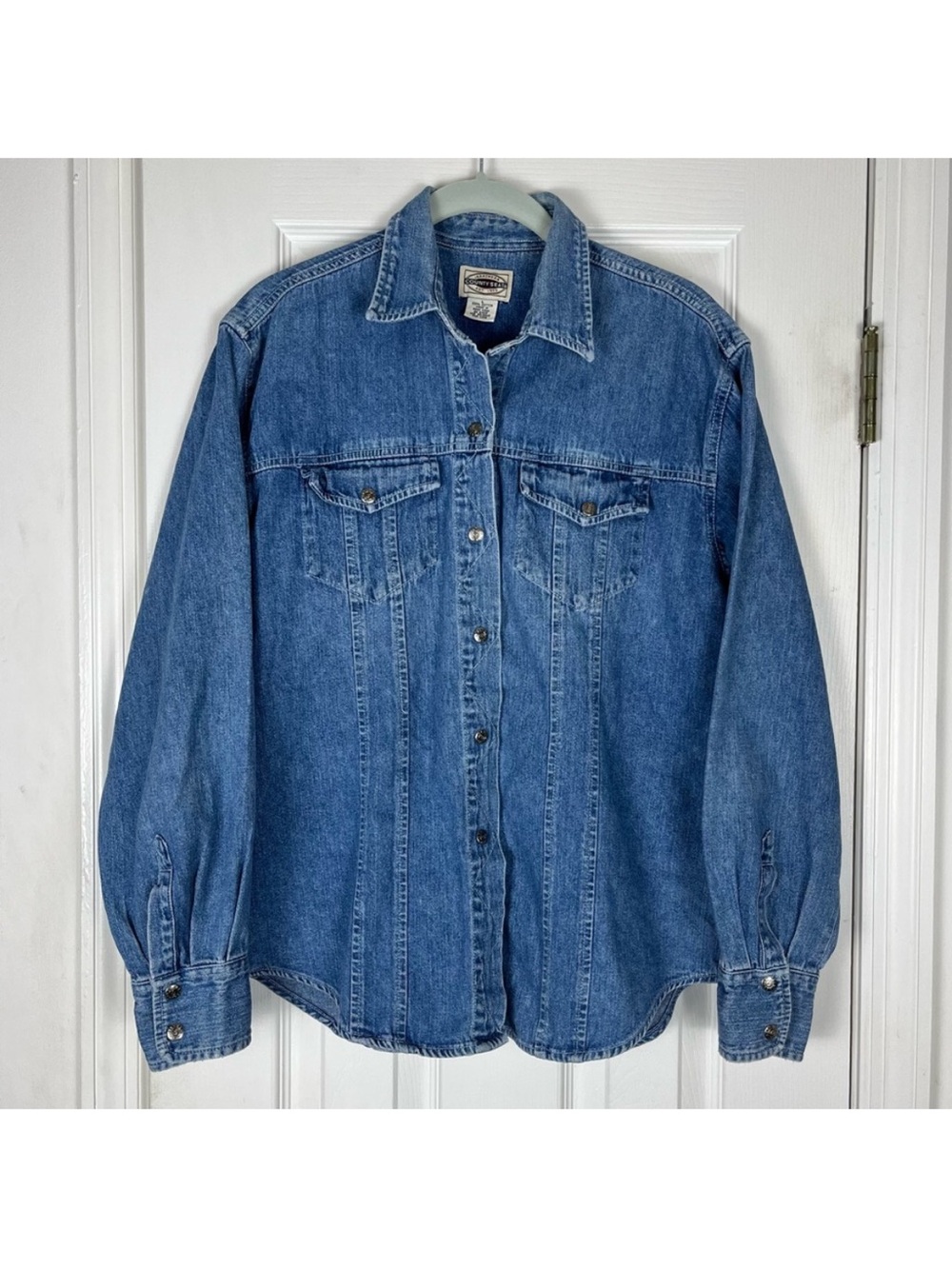 County Seat Vintage 90’s Denim Shirt Women’s L Snap Front